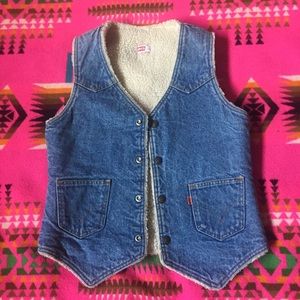 Levi’s Vintage Denim Sherpa Vest Orange Tab